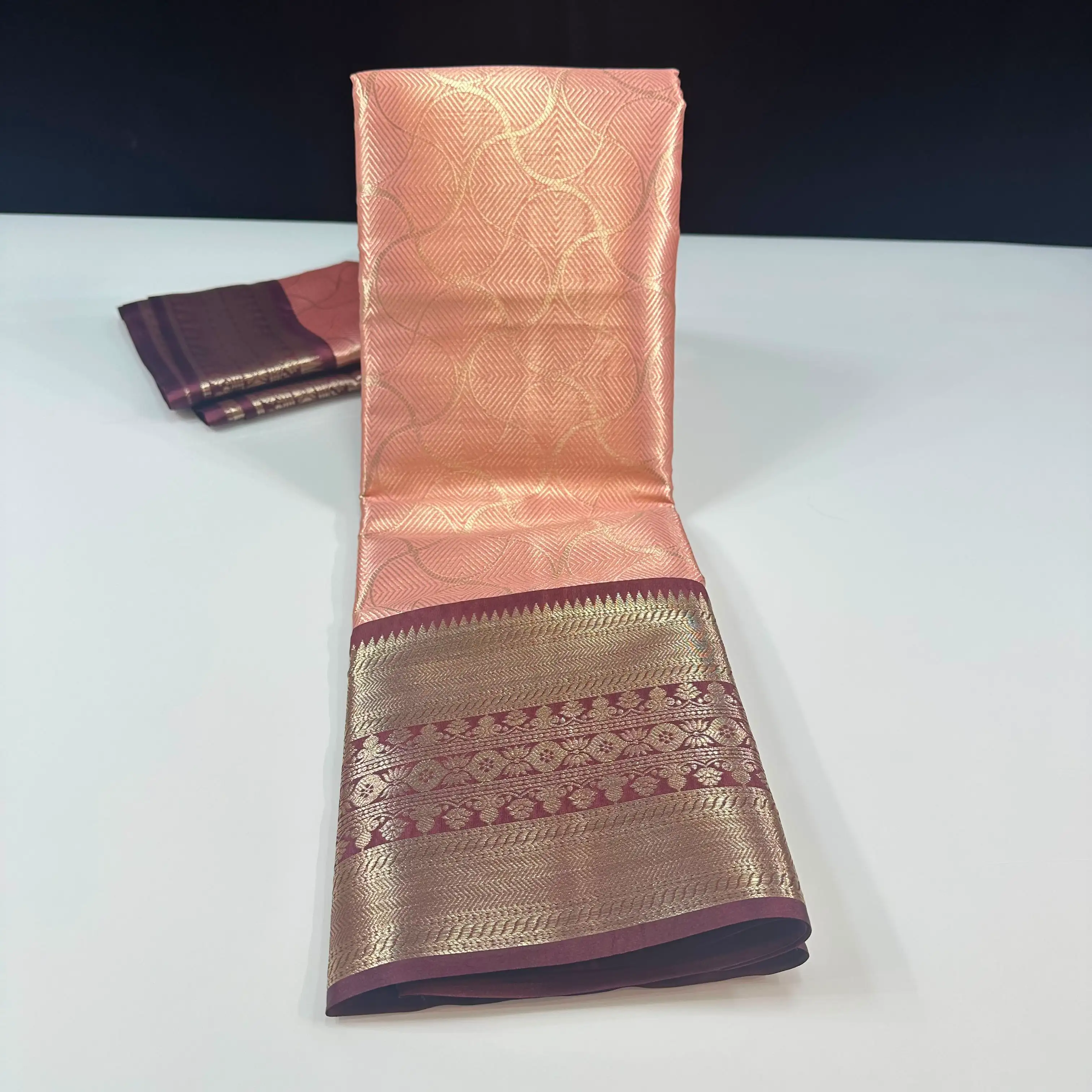 Tissue Brocade Contrast Border Semi Kanchipuram Silk Saree